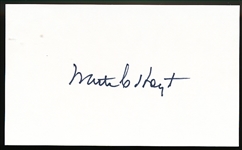 Waite Hoyt Autographed Bsbl. 3” x 5” Index Card