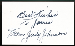 Judy Johnson Autographed Bsbl. 3” x 5” Index Card