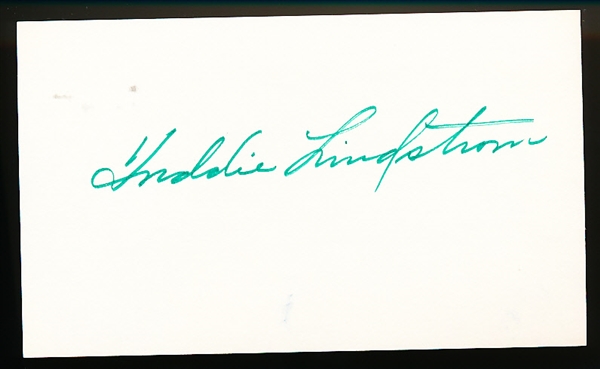 Freddie Lindstrom Autographed Bsbl. 3” x 5” Index Card