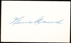 Heinie Manush Autographed Bsbl. 3” x 5” Index Card