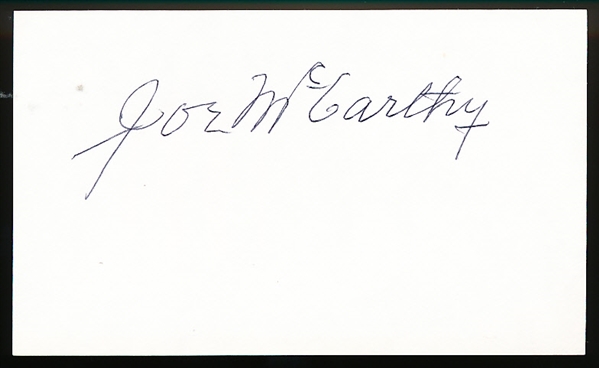 Joe McCarthy Autographed Bsbl. 3” x 5” Index Card
