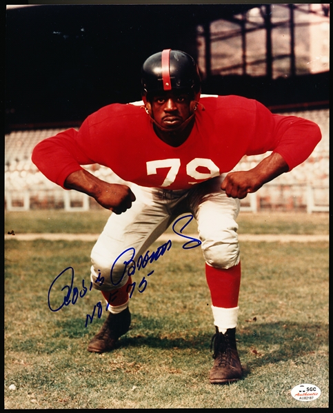 Roosevelt Brown Autographed New York Giants NFL Color 8” x 10 Photo- SGC Certified