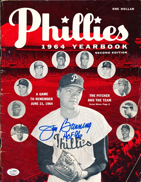 1964 Philadelphia Phillies Yearbook- Autographed by Jim Bunning 