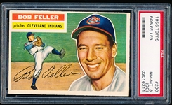 1956 Topps Baseball- #200 Bob Feller, Indians- PSA Nm-Mt 8 (OC)