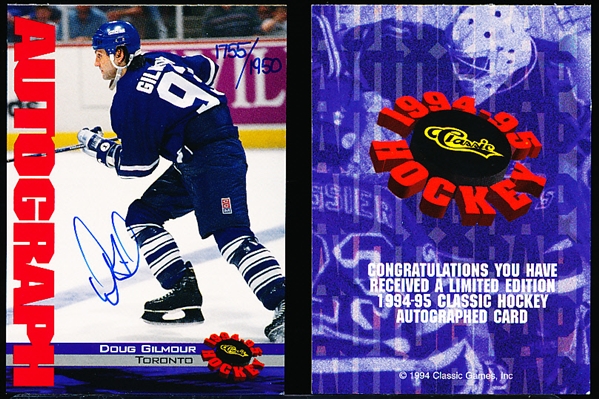 1994-95 Classic Hockey Autographs- Doug Gilmour- 4 Cards