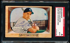 1955 Bowman Bsbl. #60 Enos Slaughter, Yankees- Autographed- SGC Certified/ Slabbed