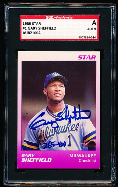 1989 Star “Gary Sheffield” Bsbl. #1 Gary Sheffield- Autographed- SGC Certified/ Slabbed