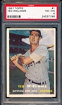 1957 Topps Baseball- #1 Ted Williams, Red Sox- PSA Vg-Ex 4 
