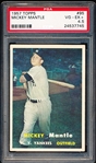 1957 Topps Baseball- #95 Mickey Mantle, Yankees- PSA Vg-Ex+ 4.5