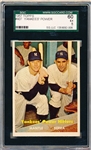1957 Topps Baseball- #407 Yankee Power- Mantle/Berra- SGC 60 (Ex 5)