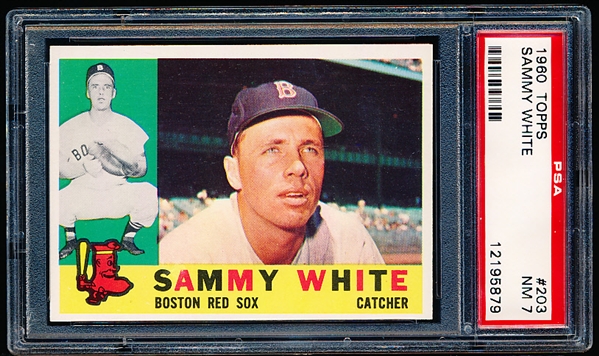 1960 Topps Baseball- #203 Sammy White, Red Sox- PSA NM 7