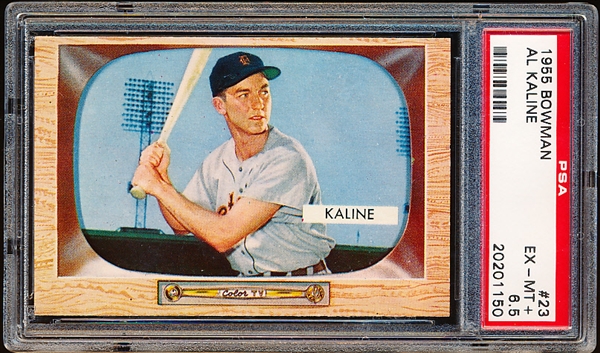 1955 Bowman Baseball- #23 Al Kaline, Tigers- PSA Ex-Mt+ 6.5