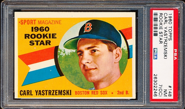 1960 Topps Baseball- #148 Carl Yastrzemski, Red Sox- Rookie!- PSA NM 7 (OC)