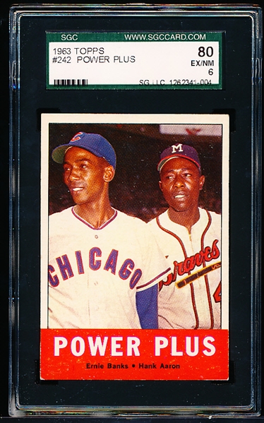 1963 Topps Baseball- #242 Power Plus- Banks/Aaron- SGC 80 (Ex/Nm 6)