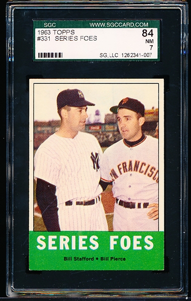 1963 Topps Baseball- #331 Series Foes (Stafford/ Pierce)- SGC 84 ( NM 7)