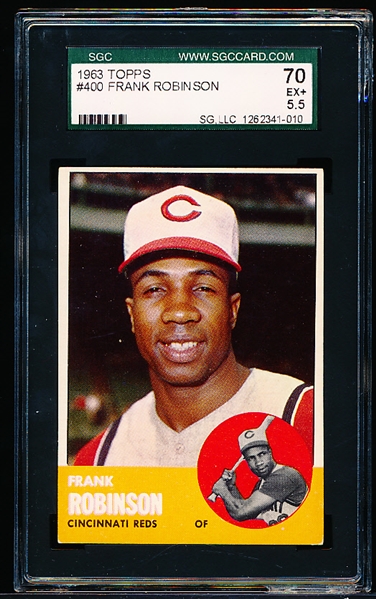 1963 Topps Baseball- #400 Frank Robinson, Reds- SGC 70 (Ex+ 5.5)