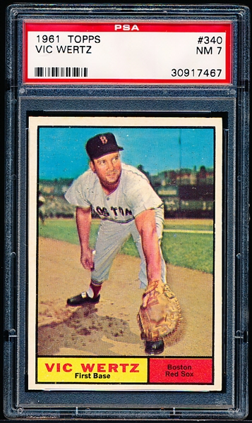 1961 Topps Baseball- #340 Vic Wertz, Boston Red Sox- PSA NM 7 