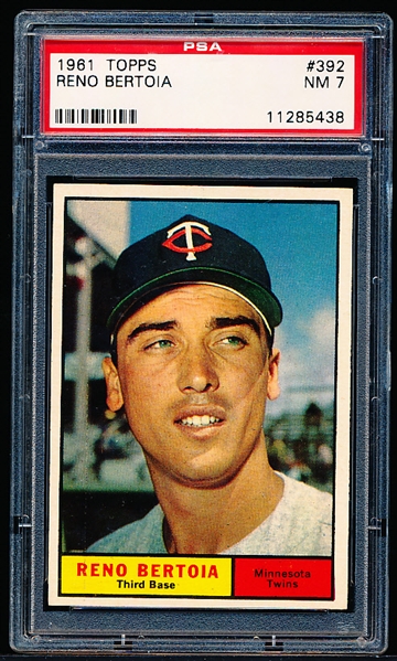 1961 Topps Baseball- #392 Reno Bertoia, Twins- PSA NM 7 