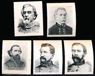 c1900 American Chicle Co. (Kis-Me Gum Pack Insert)- “Confederate Portraits”- 5 Diff. Generals