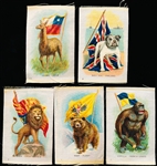 1910’s Imperial Tobacco Animal with Country Flag Silks- 8 Diff