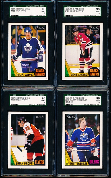 1987-88 O-Pee-Chee Hockey- 9 Diff SGC 96 (Mint 9)