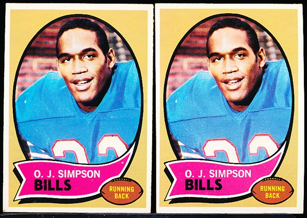 1970 T Fb- #90 O.J. Simpson Rookie!- 2 Cards