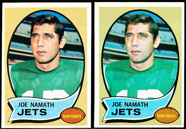 1970 T Fb- #150 Joe Namath, Jets- 2 Cards