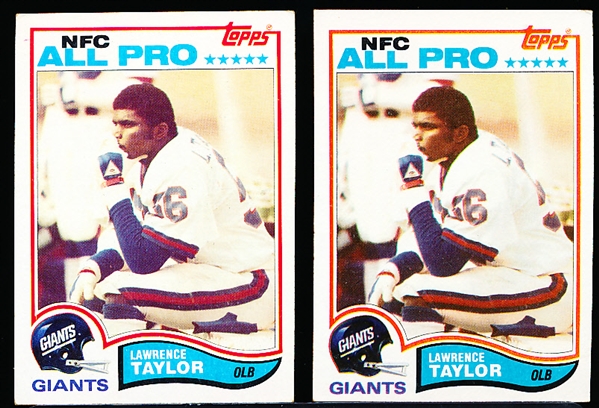 1982 Topps Fb- #434 Lawrence Taylor RC- 2 Cards
