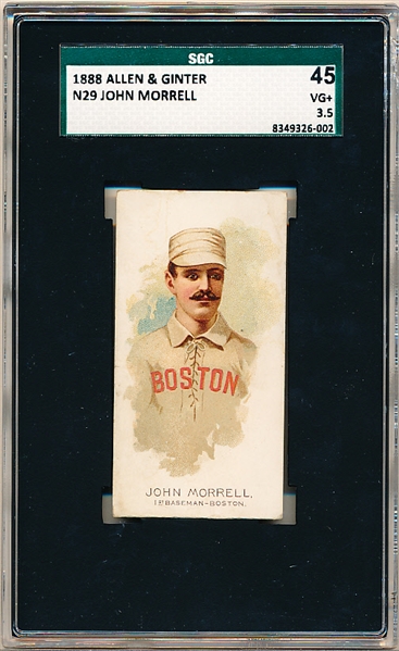 1888 N29 Allen & Ginter BB- John Morrell, Boston- SGC 45 (Vg+ 3.5)