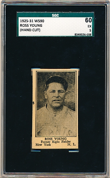 1925-31 W590 Ross Young (sic- should be Youngs), New York NL- SGC 60 (Ex 5) Hand Cut
