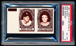 1961 Topps Baseball Stamp Panel with Tab- Bob Shaw (White Sox)/ Ned Garver (Angels)- PSA EX-Mt 6 
