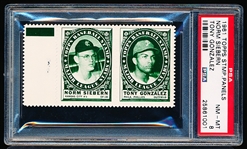 1961 Topps Baseball Stamp Panel with Tab- Norm Siebern (KC A’s)/ Tony Gonzalez (Phillies)- PSA NrMT-Mt 8 