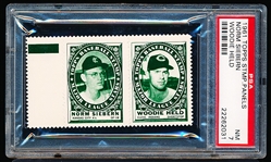 1961 Topps Baseball Stamp Panel with Tab- Norm Sierbern (KC A’s)/ Woodie Held (Cleveland)- PSA NM 7