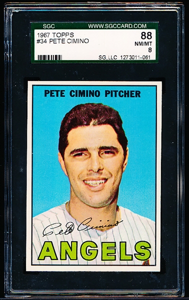 1967 Topps Baseball- #34 Pete Cimino, Angels- SGC 88 (Nm/Mt 8)