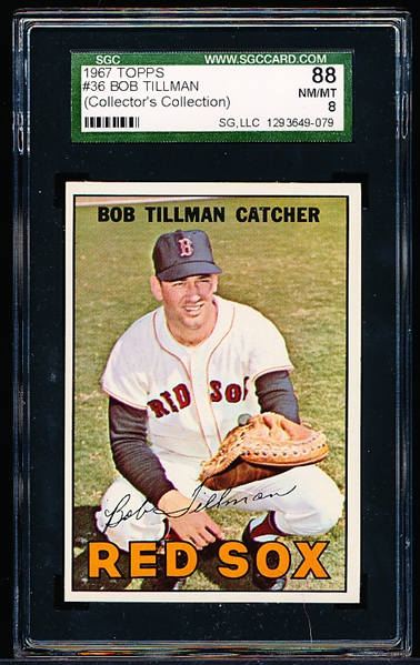 1967 Topps Baseball- #36 Bob Tillman, Red Sox- SGC 88 (Nm/Mt 8)