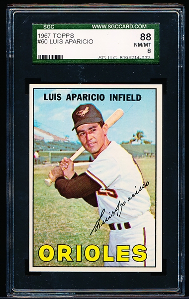 1967 Topps Baseball- #60 Luis Aparicio, Orioles- SGC 88 (Nm/Mt 8)