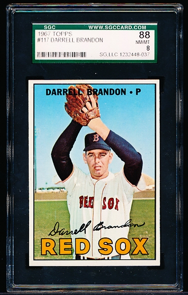 1967 Topps Baseball- #117 Darrell Brandon, Red Sox- SGC 88 (Nm/Mt 8)