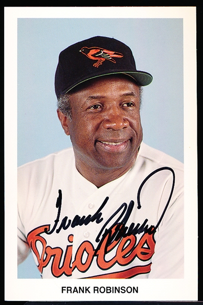 Autographed Frank Robinson 1980’s Baltimore Orioles Bsbl. Team Issued Postcard