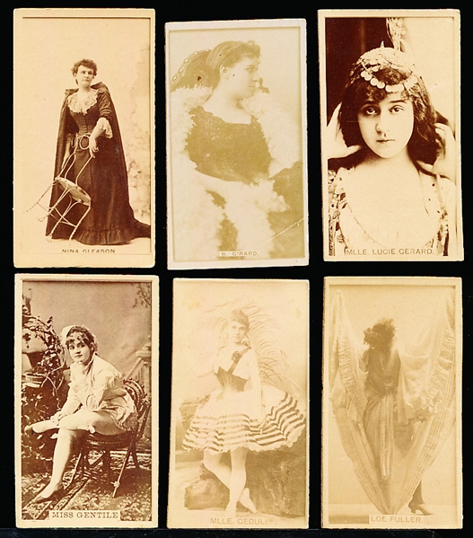 Late 1880’s Sweet Caporal “Actress” (N245) Vertical Ad Back Cigarette Cards- 6 Diff.