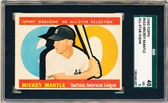 1960 Topps Baseball- #563 Mickey Mantle All Star- SGC 40 (Vg 3)- Hi# 