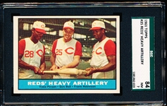 1961 Topps Baseball- #25 Red’s Heavy Artillery- Frank Robinson/ Vada Pinson/ Gus Bell- SGC 84 (NM 7)