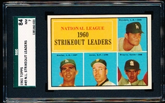 1961 Topps Baseball- #49 NL Strikeout Leaders- Koufax!- SGC 84 (NM 7)