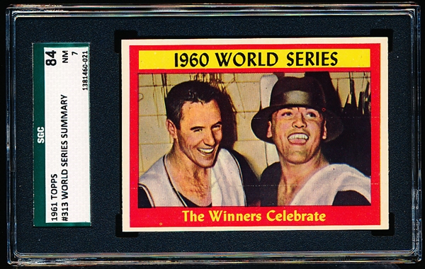 1961 Topps Baseball- #313 World Series Summary- SGC 84 NM 7