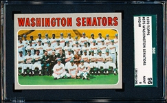 1970 Topps Bb- #676 Washington Senators Team- Hi#- SGC 96 (Mint 9)