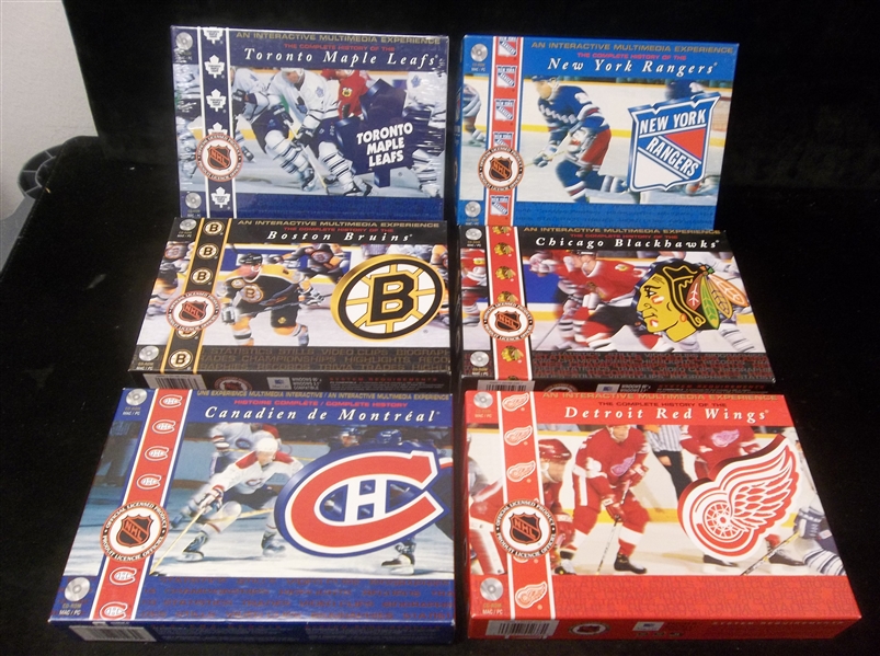 1996 Media Interactif NHL “Original Six”- 1 Complete Set of CD-ROM Team History Series