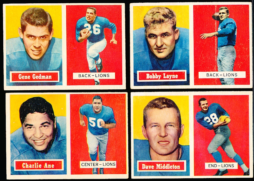 1957 Topps Football- 4 Diff Detroit Lions