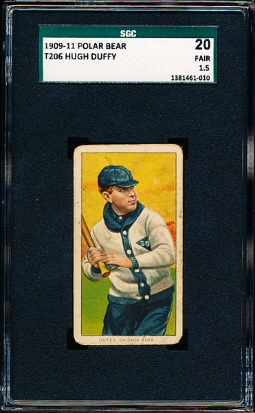 1909-11 T206 Baseball- Hugh Duffy, Chicago Amer- SGC 20 (Fair 1.5)- Polar Bear Back
