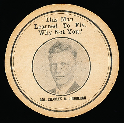 1930’s Era Col. Charles A. Lindbergh St. James Air College 1-1/2” Diameter Advertising Disc