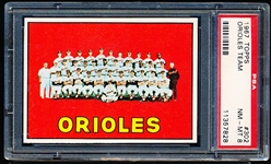 1967 Topps Bb- #302 Orioles Team- PSA NM-Mt 8 