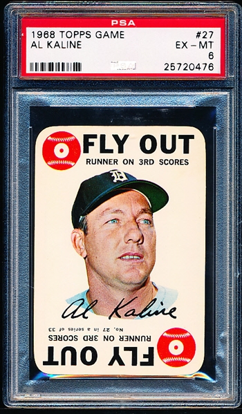 1968 Topps Bb Game Card- #27 Al Kaline, Tigers- PSA Ex-Mt 6 